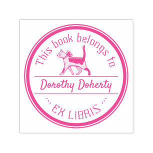 Ex Libris   Cute Cat Zelfinktende Stempel