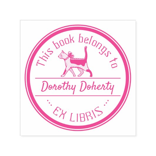 Ex Libris | Cute Cat Zelfinktende Stempel (Design)