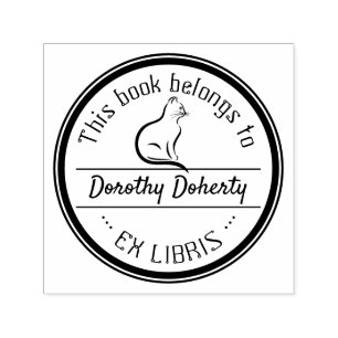 Ex Libris   Cute Cat Zelfinktende Stempel