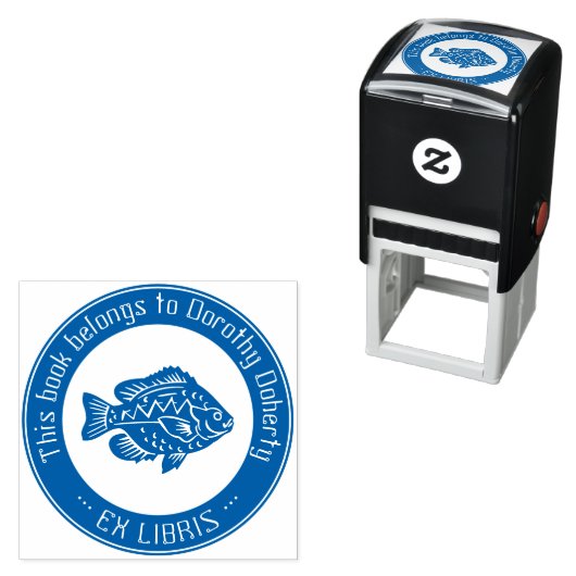 Ex Libris | Cute Fish Zelfinktende Stempel (In situ)