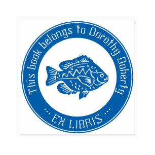 Ex Libris   Cute Fish Zelfinktende Stempel