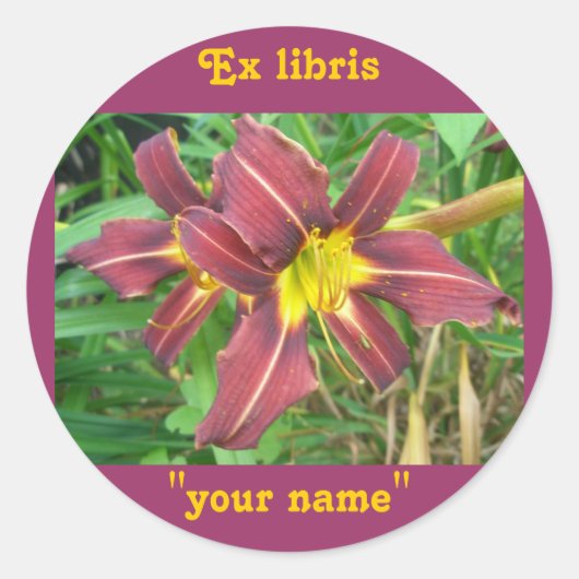 Ex Libris Daylily Red Stickers à Customiser (Devant)
