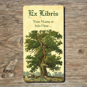 Ex Libris de chêne ancien, étiquette de livre modi