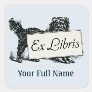 Ex Libris de chien vintage, étiquette de livre
