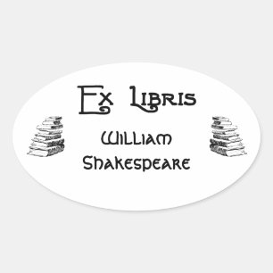 Ex Libris Deco Letters Books Custom Bookplate Ovale Sticker