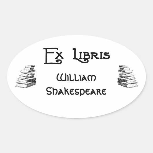 Ex Libris Deco Letters Books Custom Bookplate Ovale Sticker (Voorkant)