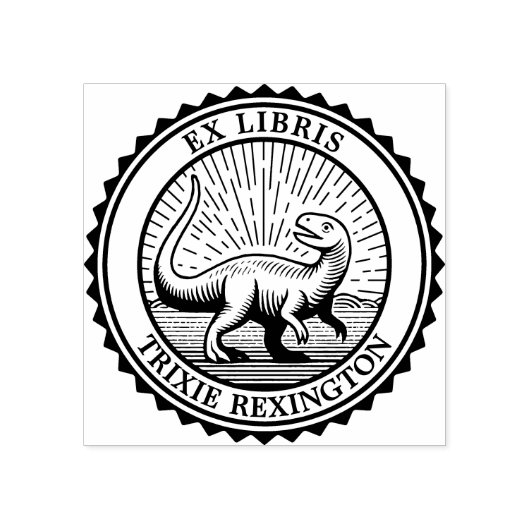 Ex Libris - Dinosaurus Rubberstempel (Afrduk)