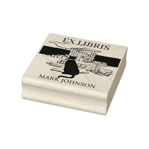 EX libris exlibris Boek bibliotheek boekplaat kat Rubberstempel