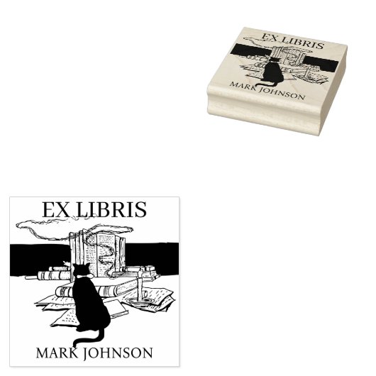 EX libris exlibris Book booklibrary bookplate kat Rubberstempel (Gestempeld)