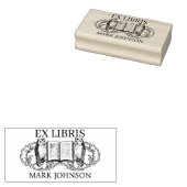 EX libris exlibris Book booklibrary bookplate owl Rubberstempel (Gestempeld)