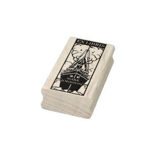 EX libris exlibris Book library bookplate schip Ru Rubberstempel