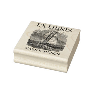 EX libris exlibris Book library bookplate schip Rubberstempel