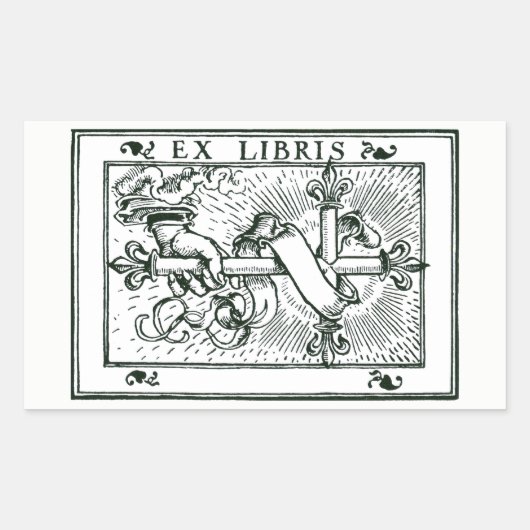 Ex libris fleur de lys cross rechthoekige sticker (Voorkant)