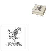 Ex Libris Flying Barn Owl Bookplate Name Rubberstempel (Gestempeld)