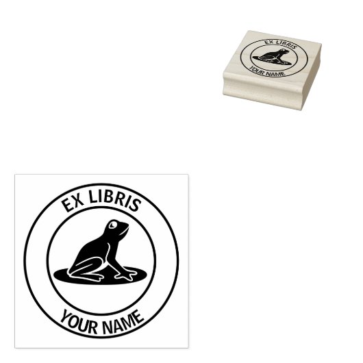 Ex libris frog bookplate 	rubberstempel (Gestempeld)