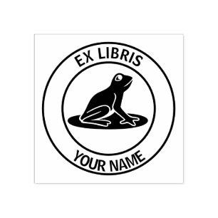 Ex libris frog bookplate 	rubberstempel