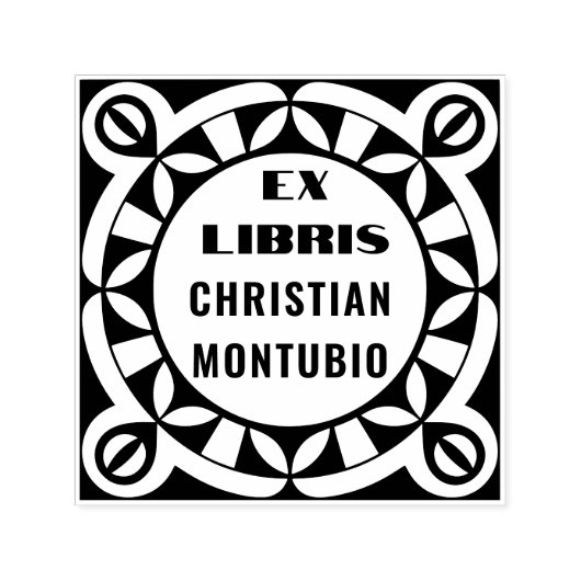 Ex Libris Geometric Book Stamp - Zelfinktmachine Zelfinktende Stempel (Design)