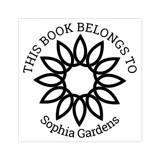 Ex Libris - Geometrische bloem 01 Rubberstempel (Afrduk)