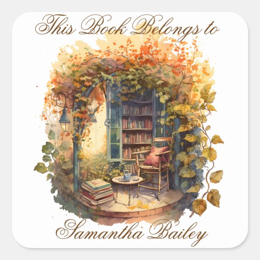 Ex Libris Gepersonaliseerde Referentie Vierkante Sticker (Voorkant)