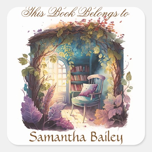 Ex Libris Gepersonaliseerde Referentie Vierkante Sticker (Voorkant)