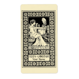  Ex Libris Girl, Pen, Boeken en Sjabloon Etiket