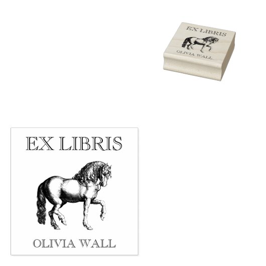 Ex Libris Horse Hippophile Equestrian Boek Rubberstempel (Gestempeld)