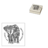 Ex Libris, Indiaas olifantenboek Rubberstempel (Gestempeld)