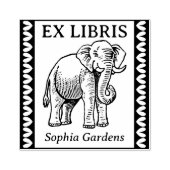 Ex Libris - Indische olifant - Grenzen Rubberstempel (Afrduk)