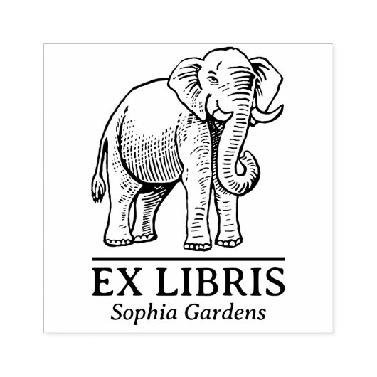 Ex Libris - Indische Olifant Rubberstempel (Afrduk)