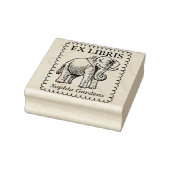 Ex Libris - Indische olifant - Scalloped Edge Rubberstempel (Stempel)