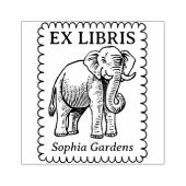Ex Libris - Indische olifant - Scalloped Edge Rubberstempel (Afrduk)