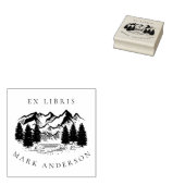 Ex Libris Land Handgetekend Berg Aangepaste Naam Rubberstempel (Gestempeld)