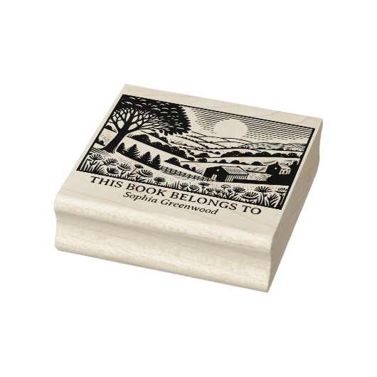 Ex Libris - Landelijk landschap 02 Rubberstempel (Stempel)