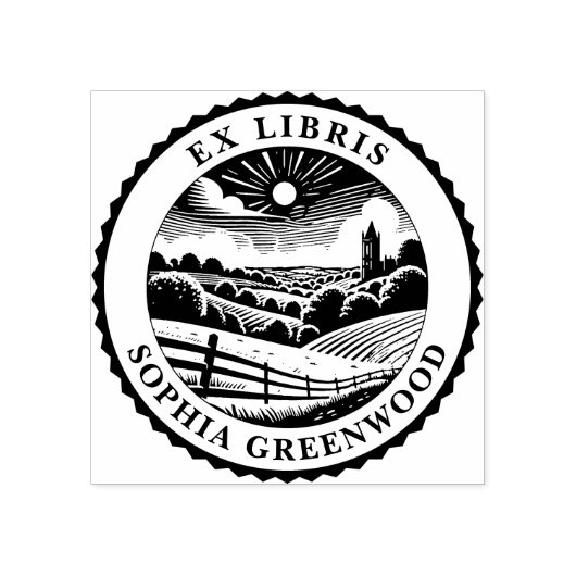 Ex Libris - Landelijk landschap 03 Rubberstempel (Afrduk)