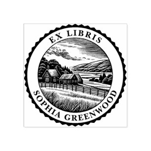 Ex Libris - Landelijk landschap 04 Rubberstempel