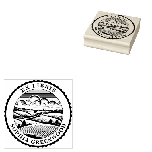 Ex Libris - Landelijk landschap 05 Rubberstempel (Gestempeld)