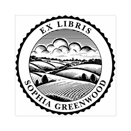 Ex Libris - Landelijk landschap 05 Rubberstempel (Afrduk)