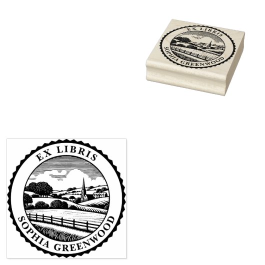 Ex Libris - Landelijk landschap 06 Rubberstempel (Gestempeld)