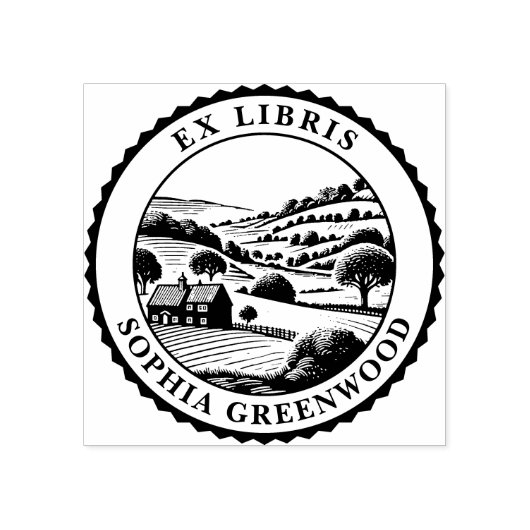 Ex Libris - Landelijk landschap 07 Rubberstempel (Afrduk)