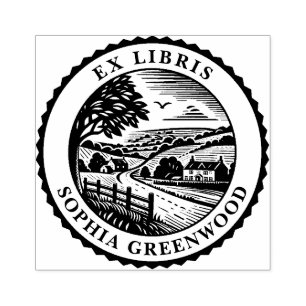 Ex Libris - Landelijk landschap Rubberstempel