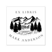 Ex Libris Landelijke met de hand getekende berg Aa Zelfinktende Stempel (Design)