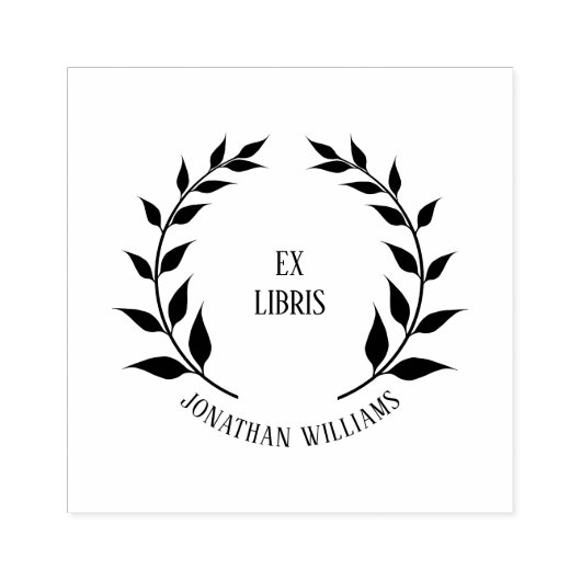  ex libris laurier krans aangepaste boek 	rubberstempel (Afrduk)