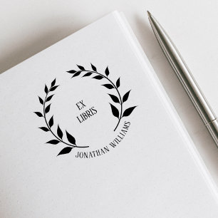 ex libris laurier krans aangepaste boek rubberstempel