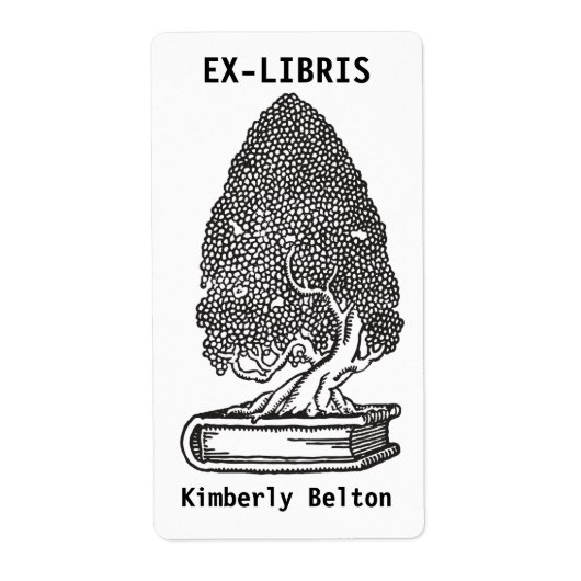 Ex-libris letterpress stijl boom bookplate etiket (Voorkant)