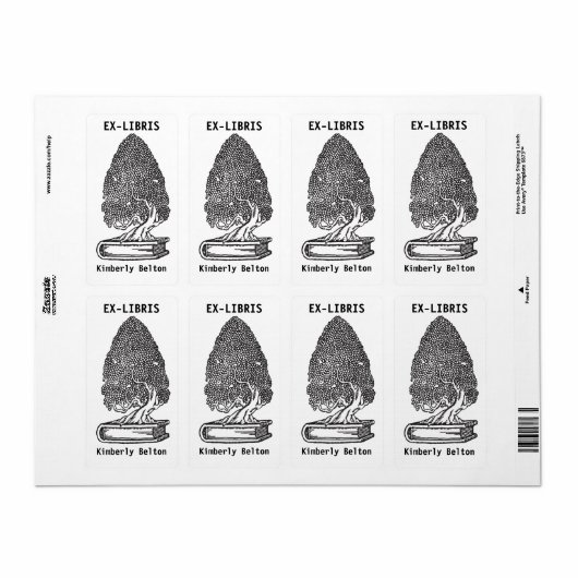 Ex-libris letterpress stijl boom bookplate etiket (Full Sheet)