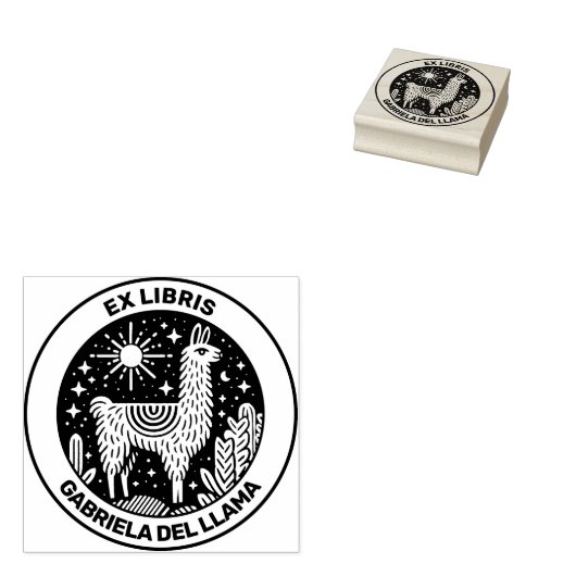 Ex Libris - Llama Rubberstempel (Gestempeld)