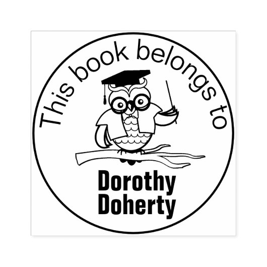 Ex Libris met leraar Owl |  Rubberstempel (Afrduk)