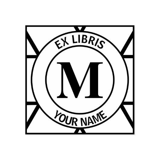 Ex libris Monogram boekenplaat Rubberstempel (Afrduk)