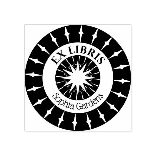 Ex Libris Mystical Star Burst v4 Rubberstempel (Afrduk)