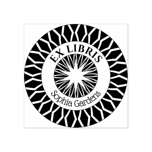Ex Libris Mystical Star Burst v6 Rubberstempel (Afrduk)